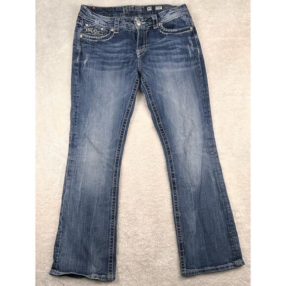 MISS ME Jeans JE1206ER Easy Boot Cut Size 30 x 31 Embroidered Y2K Bling - Picture 1 of 9